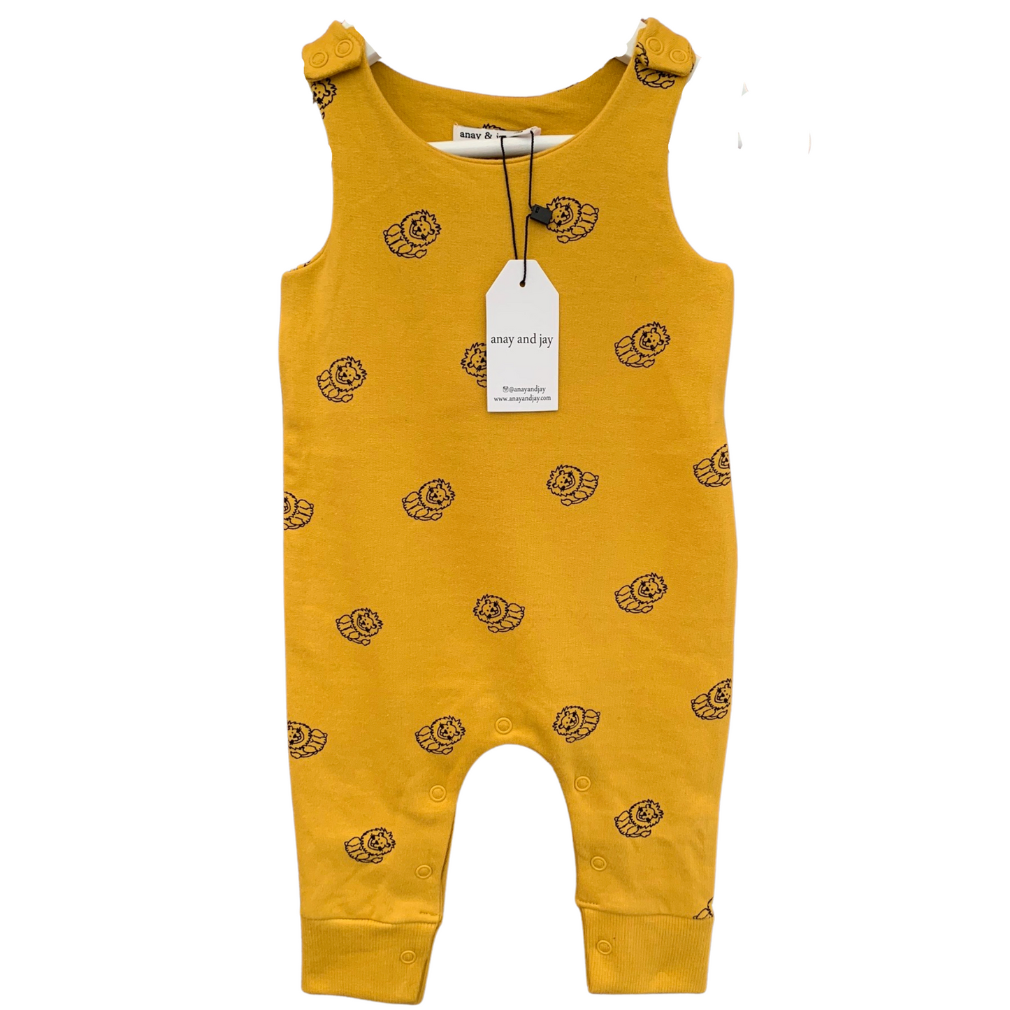 Unisex lion all over print baby romper