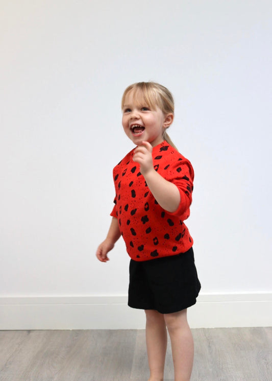 Deep orange / Red unisex animal print kids sweatshirt
