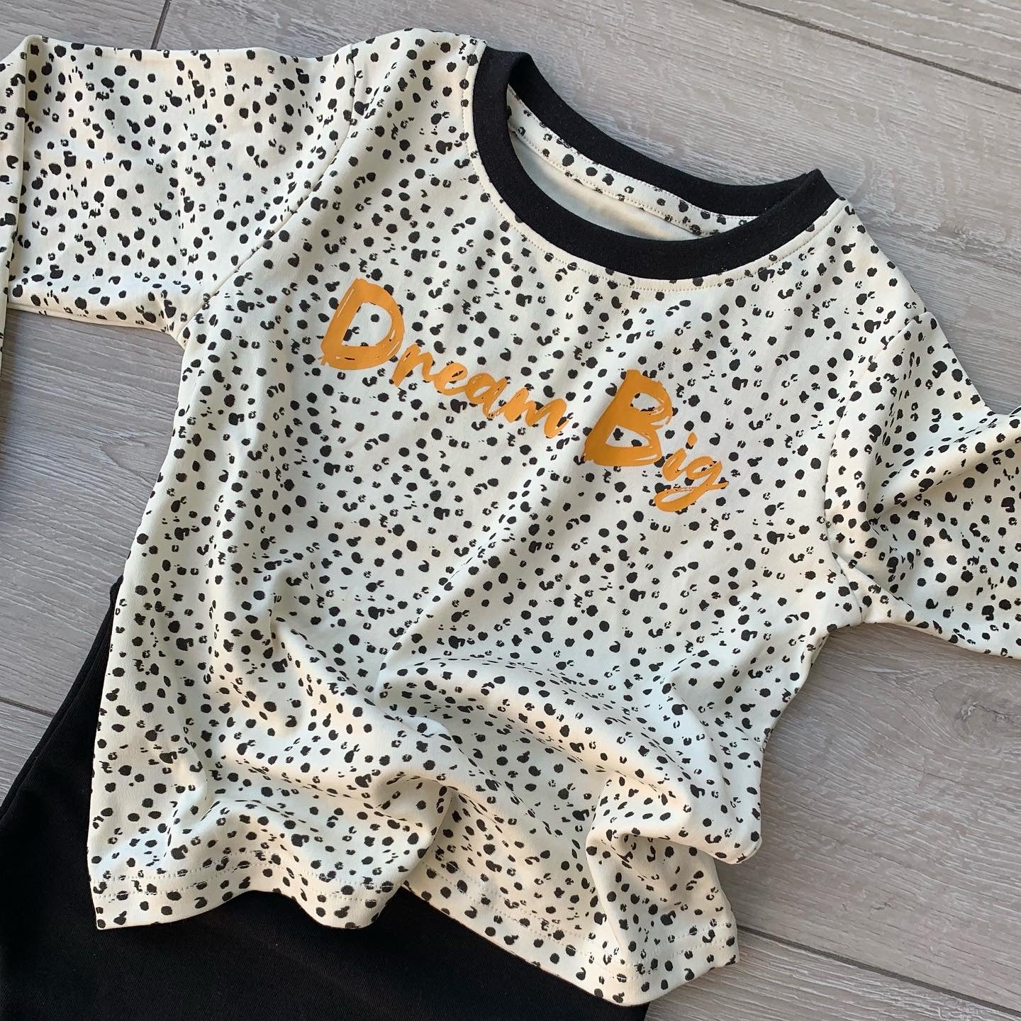 Cream and black spot pyjamas